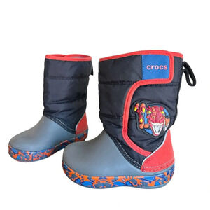 Crocs RoboSaur Rex Lodge Point Light Rain Boot Toddler Size 6 LIGHTS UP